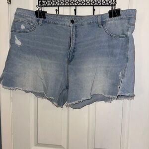 Terra & Sky Light Blue Distressed Jean Shorts